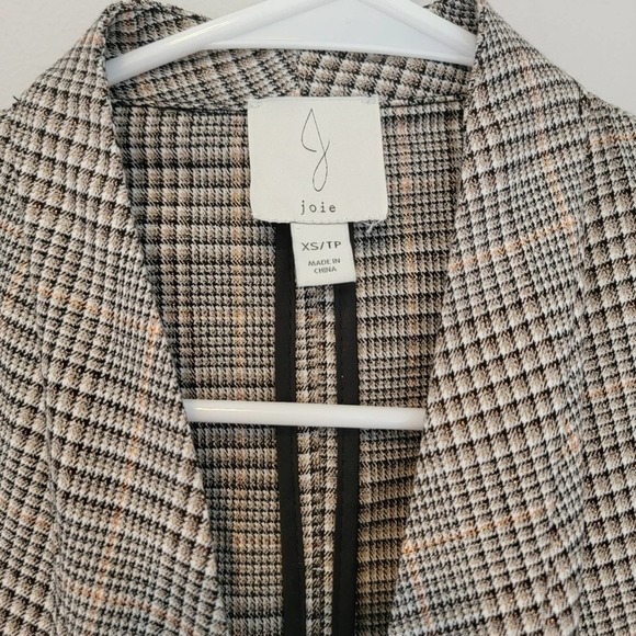 JOIE Plaid Grey Metallic Open Front Blazer - Size XS - Picture 2 of 9